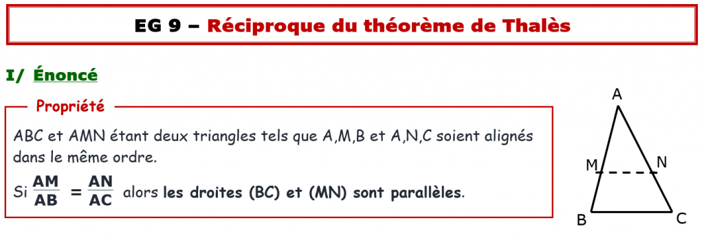 Réciproque du Théorème de Thalès (4e) – Auto-Maths